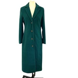 NWOT Metrostyle Long Wool Blend Classic Coat Button Front SZ 8 Green